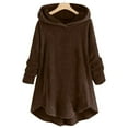 thumbnail image 2 of Womens Cardigan Plus Size Button Plush Tops Hooded Loose Cardigan Wool Coat Winter Jacket Navy Xl, 2 of 5