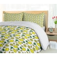 thumbnail image 5 of Ambesonne Lemons Duvet Cover Sets, Vivid Summer Citrus Blossom, 2-Queen, Yellow and Green, 5 of 7