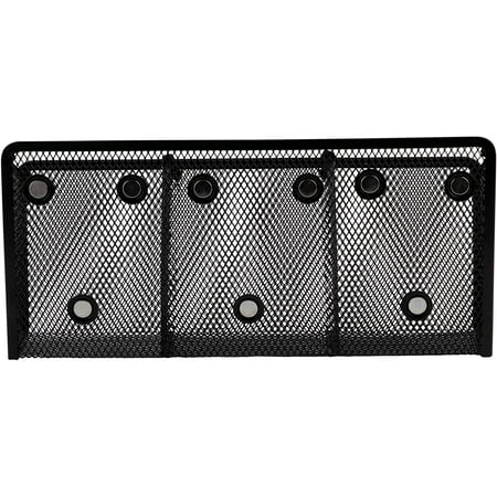 Homeries Magnetic Three Compartment Pen & Pencil Holder – Mesh Pen & Marker Storage Basket for Refrigerator, Office, Desk, Home, Locker, Whiteboard – Extra Strong Magnets