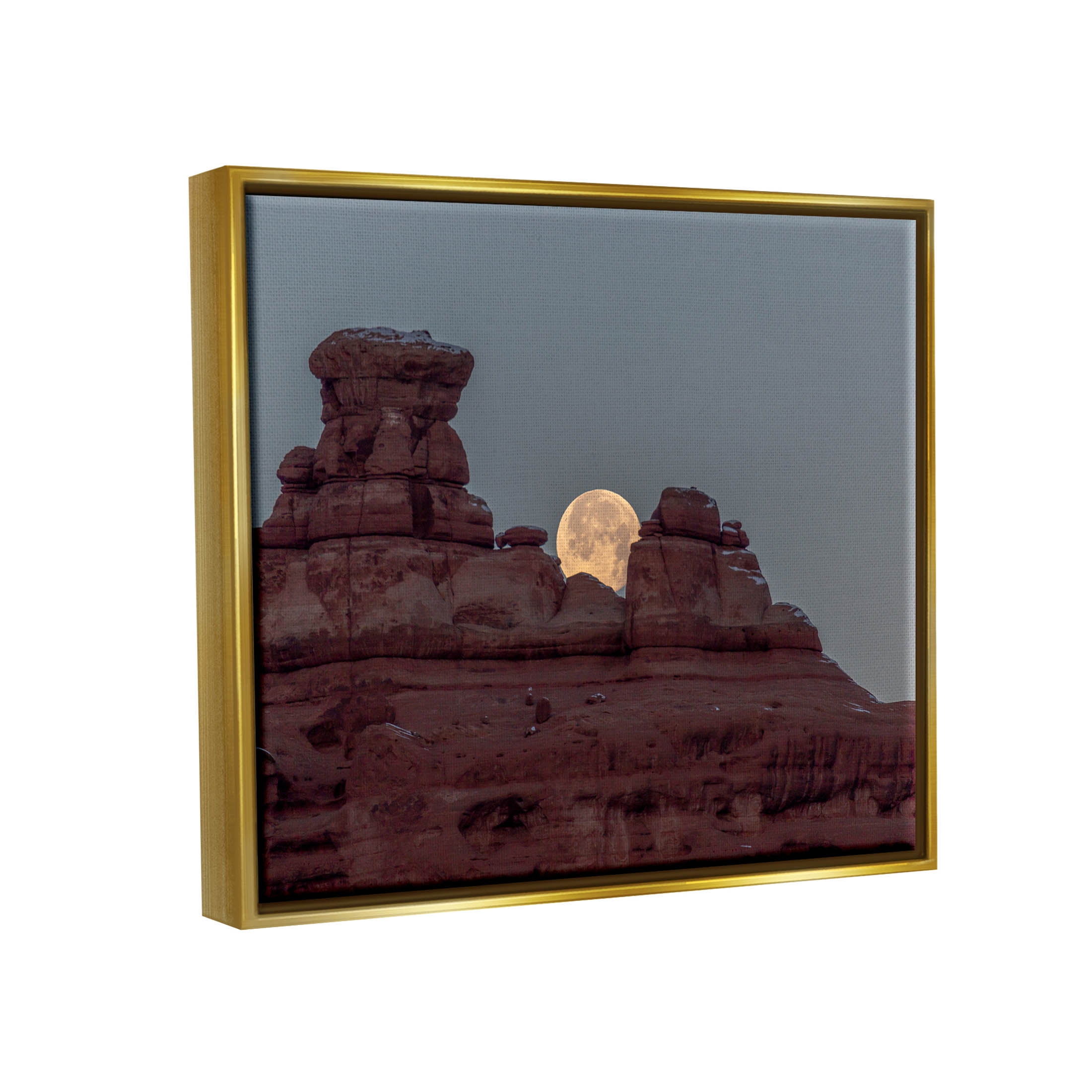 Desert Mesa Moonlit Night Landscape Landscape Photograph Metallic Gold Framed Art Print Wall Art