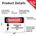 thumbnail image 2 of Underground Cable Call Before Digging #811 OSHA Danger Aluminum Sign 10 Inch x 7 Inch - 10 Pack, 2 of 8