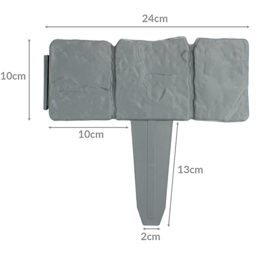 PONPRNGY 20Pcs Garden Landscape Edging Borders No Dig, Lawn Edging for Landscaping, Plastic Fencing Lawn Border, Imitation Stone Fence for DIY Outdoor Patio Balcony Yard Landscaping