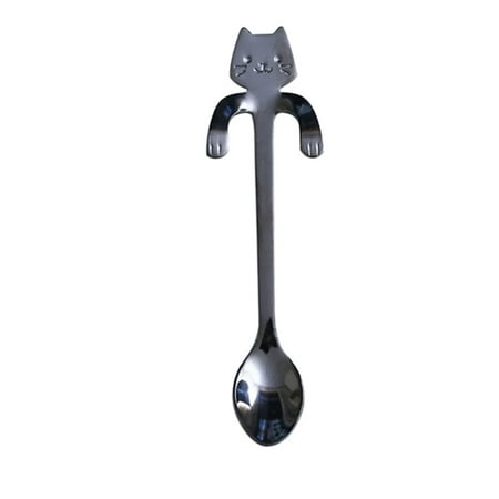 

Cute Cat Design Smile Cat Coffee Spoon Stainless Steel Spoon Long Handle Teaspoon Ice Cream Spoon