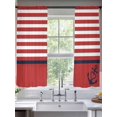 thumbnail image 2 of Vintage Anchor Texture Sheer Curtains 63 Inch Long 2 Panels, Red Stripes Geometric Classic Light Filtering Rod Pocket Curtains, Sheer Voile Drapes for Living Room Bedroom, 52"x63", 2 of 8