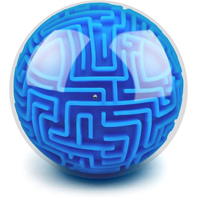 Rompecabezas de bola de laberinto continuo con memoria de gravedad 3D, juguete de regalo para niños y adultos, amantes de los juegos de desafío, juego de rompecabezas de bola pequeña (azul)