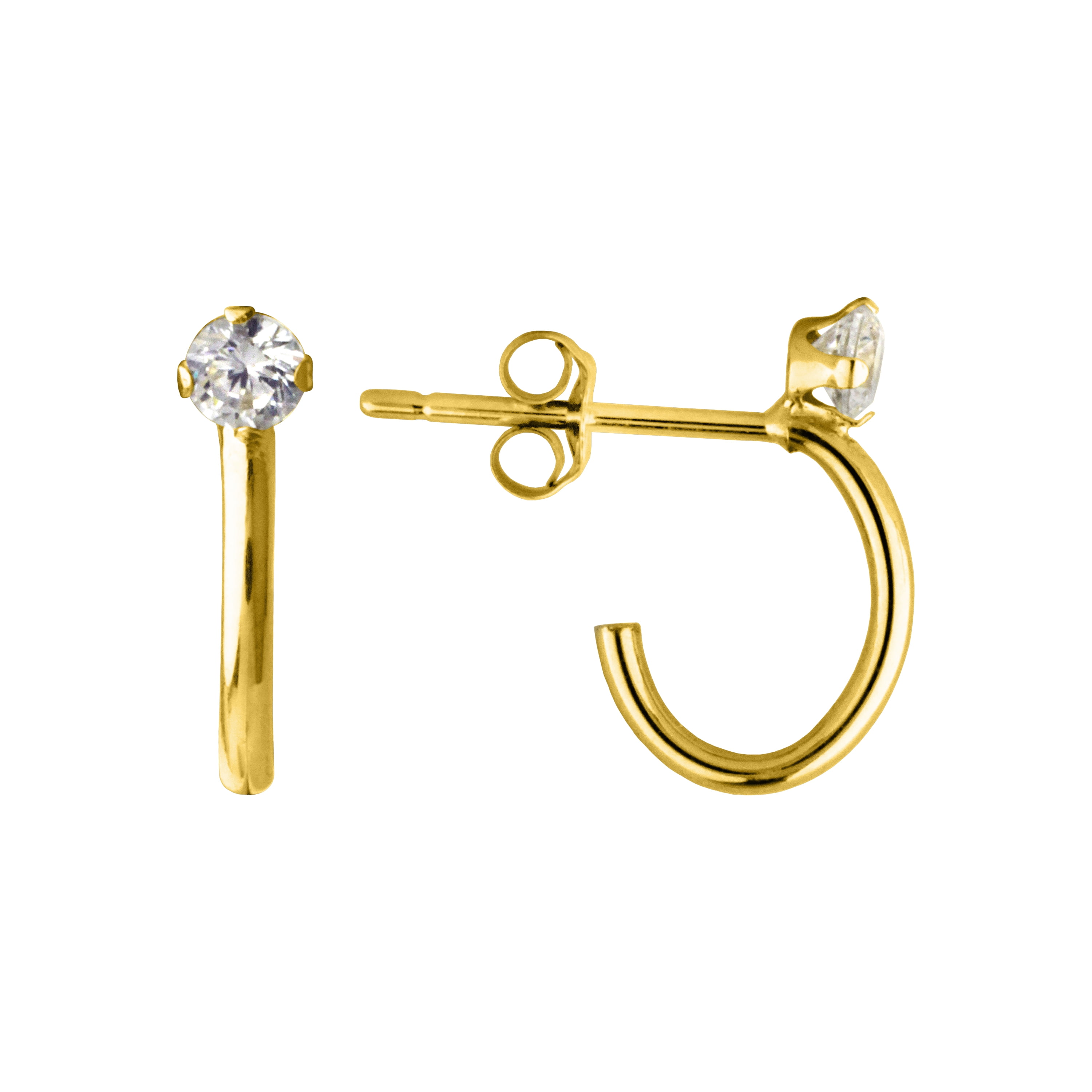 Brilliance Fine Jewelry Brilliance Fine Jewelry 10K Gold Cubic Zirconia 3MM "J" Hoop Earrings