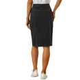 thumbnail image 3 of MODA NOVA Denim Skirt for Juniors Button Decor Side Slit Slash Pocket Midi Skirt, 3 of 5