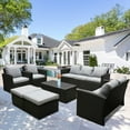 thumbnail image 6 of Superjoe 10 Pcs Outdoor Patio Furniture Set Wicker Patio Sectional Sofa Conversation Set with Coffee Table and Ottomans, Gray, 6 of 6