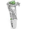 thumbnail image 3 of Claddagh Peridot Diamond Ring In Solid 14k White Gold, 3 of 6