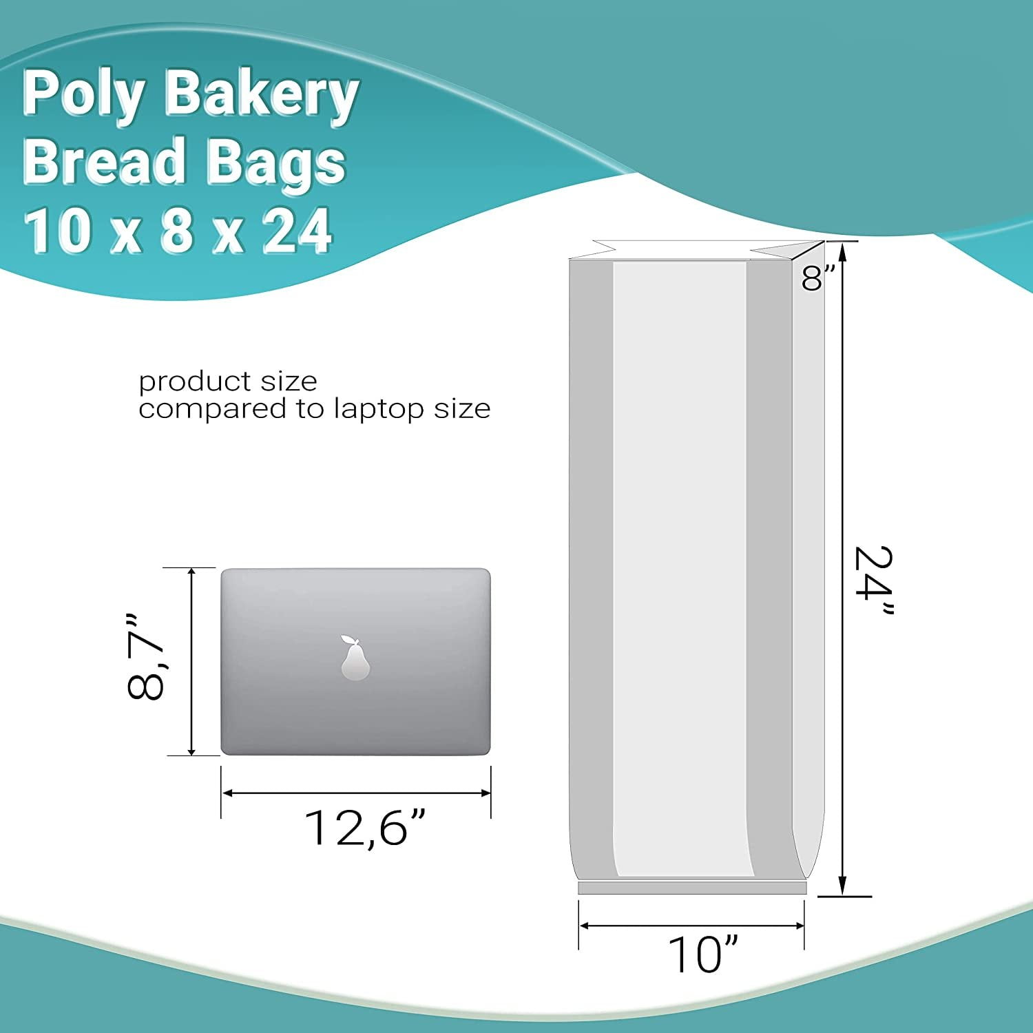 Purevacy Poly Bakery Bread Bags 5.5 x 4.75 x 19. Pack of 1000 Bread Loaf Packing Bags 5 1/2 x 4 3/4 x 19 Ultra Thin Polyethylene Bags 1 Mil Thick Poly