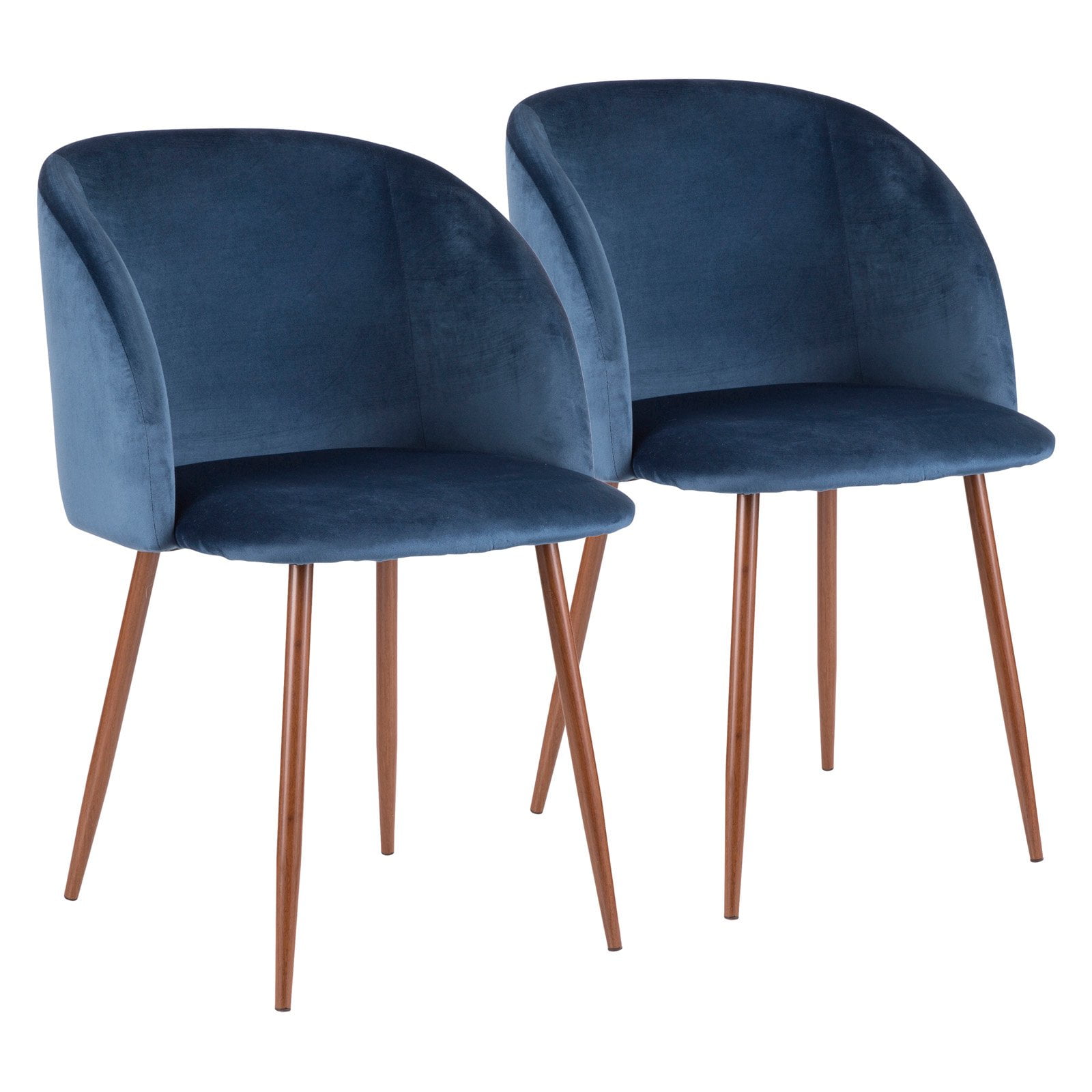 LumiSource Contemporary Dining Chair in Walnut and Blue - Set of 2 -  Walmart.com