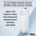 thumbnail image 3 of Strike Plastic Water Bottles with Carrier Handle 27 oz. Set of 10, Bulk Pack - Reusable, Great for Gym, Hiking, Cycling, and For School - White, 3 of 5