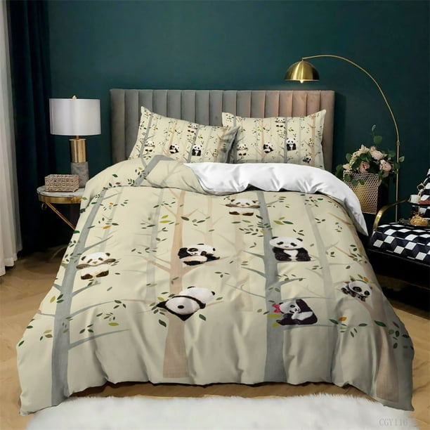 Adorable Bamboo Panda Quilt Cover Bedding Set, Kawaii Baby Panda
