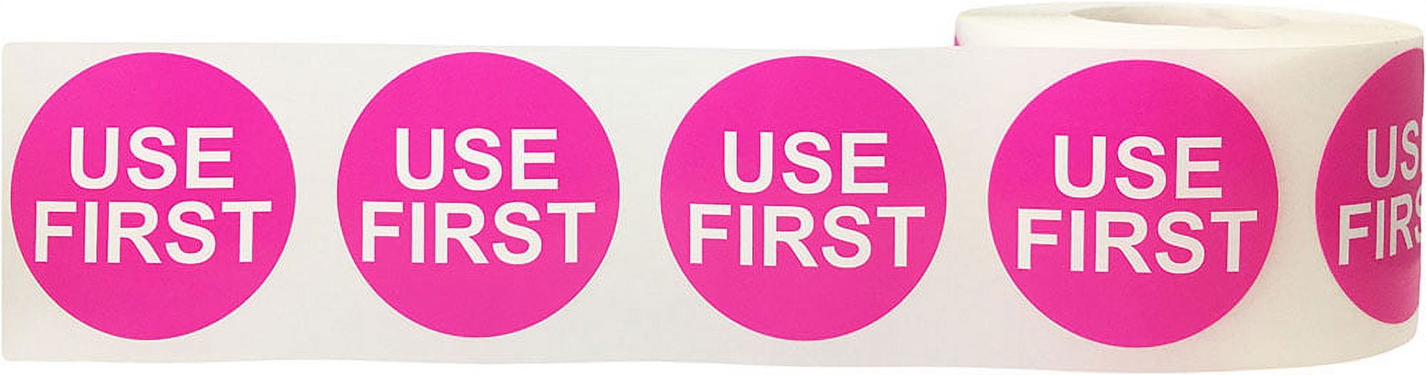 Hot Pink "Use First" Circle Stickers | 1.5" inches Round - 500 Pack