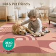 thumbnail image 4 of ODIKA 4'x6' Warm Terracotta Geometric and Floral Washable Area Rug Elegant Check Pattern with Retro Flower Motifs Pet Friendly, Non-Shedding for Bedroom, Reading Nook, 4 of 7