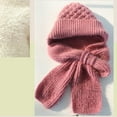 thumbnail image 5 of Idoravan Womens Winter Beanie Hat Scarf Set Integrated Ear Protection Windproof Cap Scarf 2 In 1 Winter Warm Knitted Hat Scarf Thickening Hat Scarf Pink, 5 of 6