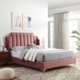 thumbnail image 1 of Modway Daniella Performance Velvet Queen Platform Bed in Dusty Rose, 1 of 9