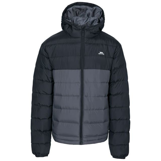 Trespass Mens Padded Jacket Oskar - Contrast Zip, Full Cuffs Elastication, Grown on Hood, Padded Quilted, Rounded Dip Back, 2 Pockets, Wind-Resistant, Water-Resistant
