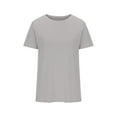 thumbnail image 4 of OKBOP Womens Tops Plus Size Short Sleeve Gray Ribbed Solid Crew Neck T-Shirts Womens Shirts Plus Size, 4 of 6