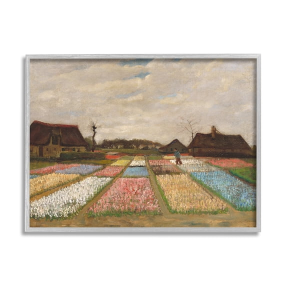 Stupell Industries Bulb Fields in Holland Vincent van Gogh Classic Painting Painting Gray Framed Art Print Wall Art, Design by one1000paintings