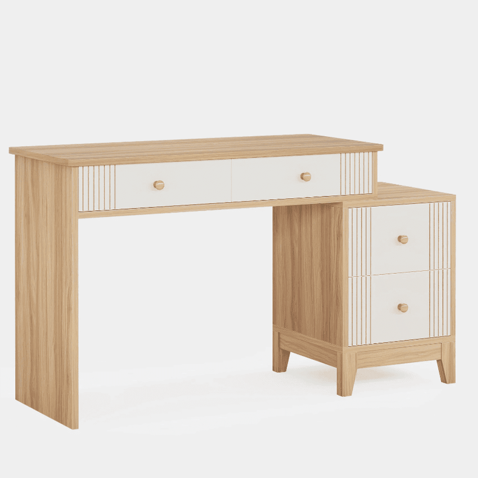 Demi Bonn 51" Computer Desk with 4 Storage Drawer, Modern Study Writing Gaming Table for Home Office, Beige