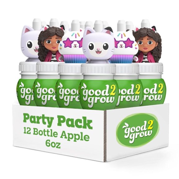 good2grow Gabby Dollhouse 100% Apple Juice Party Pack, 6 fl oz Bottles (Pack of 12)