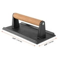 thumbnail image 3 of ZOENHOU 2 PCS 8 x 4 Inch Cast Iron Grill Press with Wooden Handle, Rectangle Burger Press, Smash Bacon Press, 3 of 5