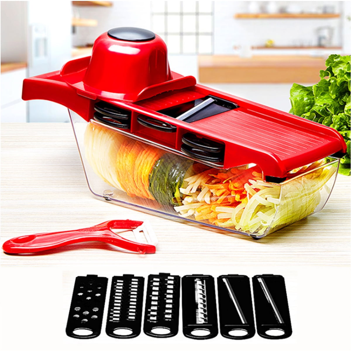 Slicer Vegetable Cutter Grater Chopper with 6 Interchangable Stainless