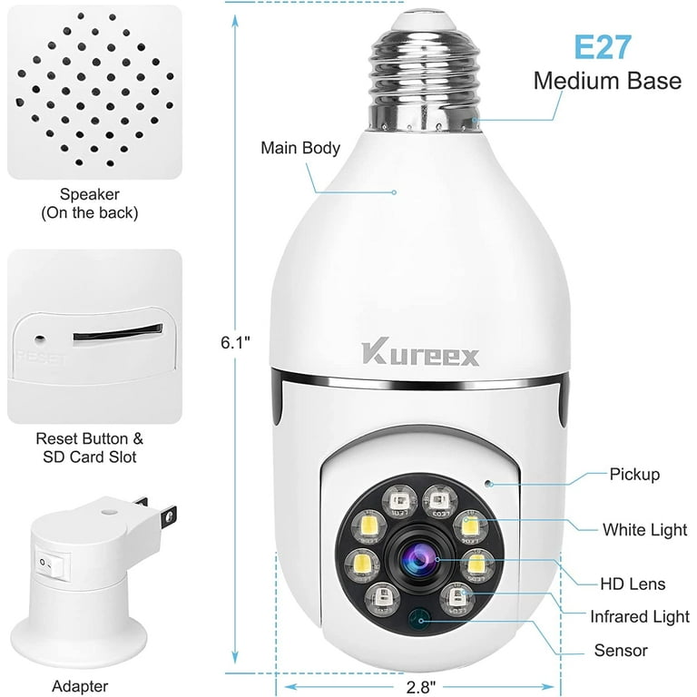 Light Bulb Camera, Wireless GHz WiFi Security Camera