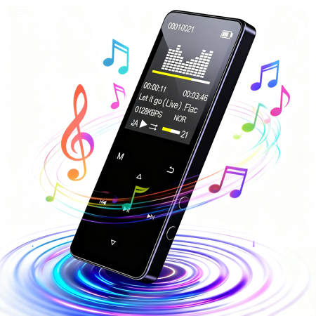Bluetooth MP3 Player – Portable Lossless Music Player FM Radio HD Speaker (Includes Earphones)