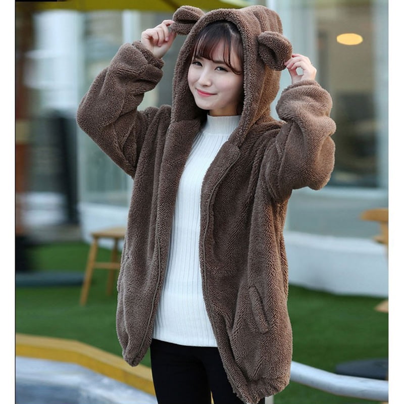 Men's Hooded Plush Jacket Lambwool Outwear Leopard Winter Loose Fit Thick Warm Men's Hooded Plush Jacket Lambwool Outwear Leopard Winter Loose Fit Thick Warm