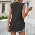 thumbnail image 5 of VSSSJ Women's Tank Tops Sleeveless Comfortable Loose Summer Round Neck Eyelet Pullover T-Shirts Solid Color Basic Versatile Casual Vacation Breathable Vest Black XL, 5 of 5