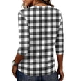 thumbnail image 6 of Domzest Womens Plaid Half Sleeve Tops Crew Neck Elbow Length Loose Fit Shirts Dressy Casual Summer Fall Lightweight Basic Blouse Black L, 6 of 6