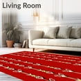 thumbnail image 2 of ODIKA 6'x9' Machine Washable Non-Slip Area Rug, Elegant Bow Tie Motif with Interlocking Chains and Subtle Holiday Sparkle High Traffic Rug, Red, 603468, 2 of 7