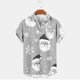 thumbnail image 2 of Mens Manga Corta Botón Abajo Camisas, Navidad Impreso Turndown Cuello Blusa, Top de Moda Casual, 2 of 3