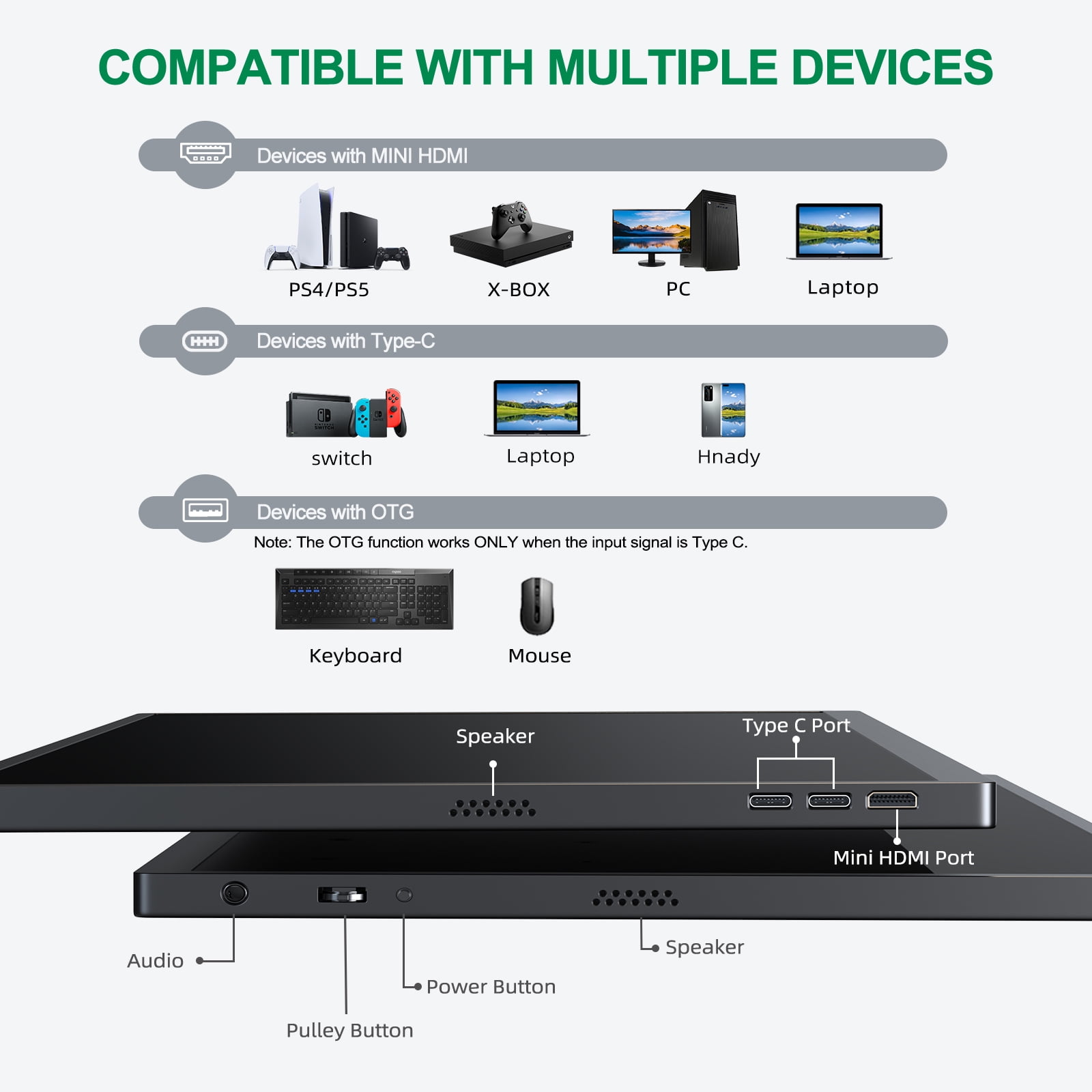 UPERFECT 18.5" Portable Gaming Monitor 120HZ, 1080P IPS HDR Eye Care Computer Display, External Second Screen for Laptop, Xbox, PS5 Nintendo