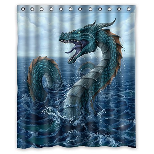 HelloDecor Dragon Shower Curtain Polyester Fabric Bathroom Decorative