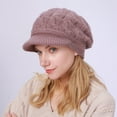 thumbnail image 5 of Women's Winter Warm Slouchy Cable Knit Beanie Skull Hat with Visor, 5 of 6