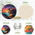 thumbnail image 4 of 6 Pcs Beach Palm Tree Sunset Drink Coasters with Holder Absorbent Coaster Sets Cup Heat-Resistant Hot Pads Mats for Bar Table Protection, 4 of 7