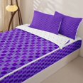 thumbnail image 3 of Erosebridal Vibrant Geometric Square Zipper Queen Comforter Set with Fitted Sheet and 2 Pillowcases,Continuous Grid Block Zipper Bedding Set,Purple,Reversible, 3 of 6