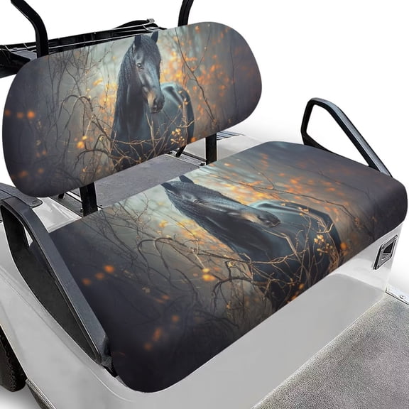 FUIALDOLG Black Horse Golf Cart Towel Seat Covers Universal Golf Cart Seat Blanket for 2-Person Seats Club Car Keep Seats Clean and Comfortable