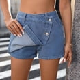 thumbnail image 2 of Kaemgyyd Denim Shorts Women Casual High Waisted Button up Asymmetrical Jean Skort Skirt Fashion Mini Shorts Streetwear, 2 of 7