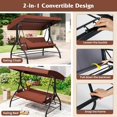 thumbnail image 2 of Topcobee 3-Piece Patio Swing with Canopy Removable Cushions and Side Pockets, Swing Chair Outdoor, Garden Swing-Brown, 2 of 6