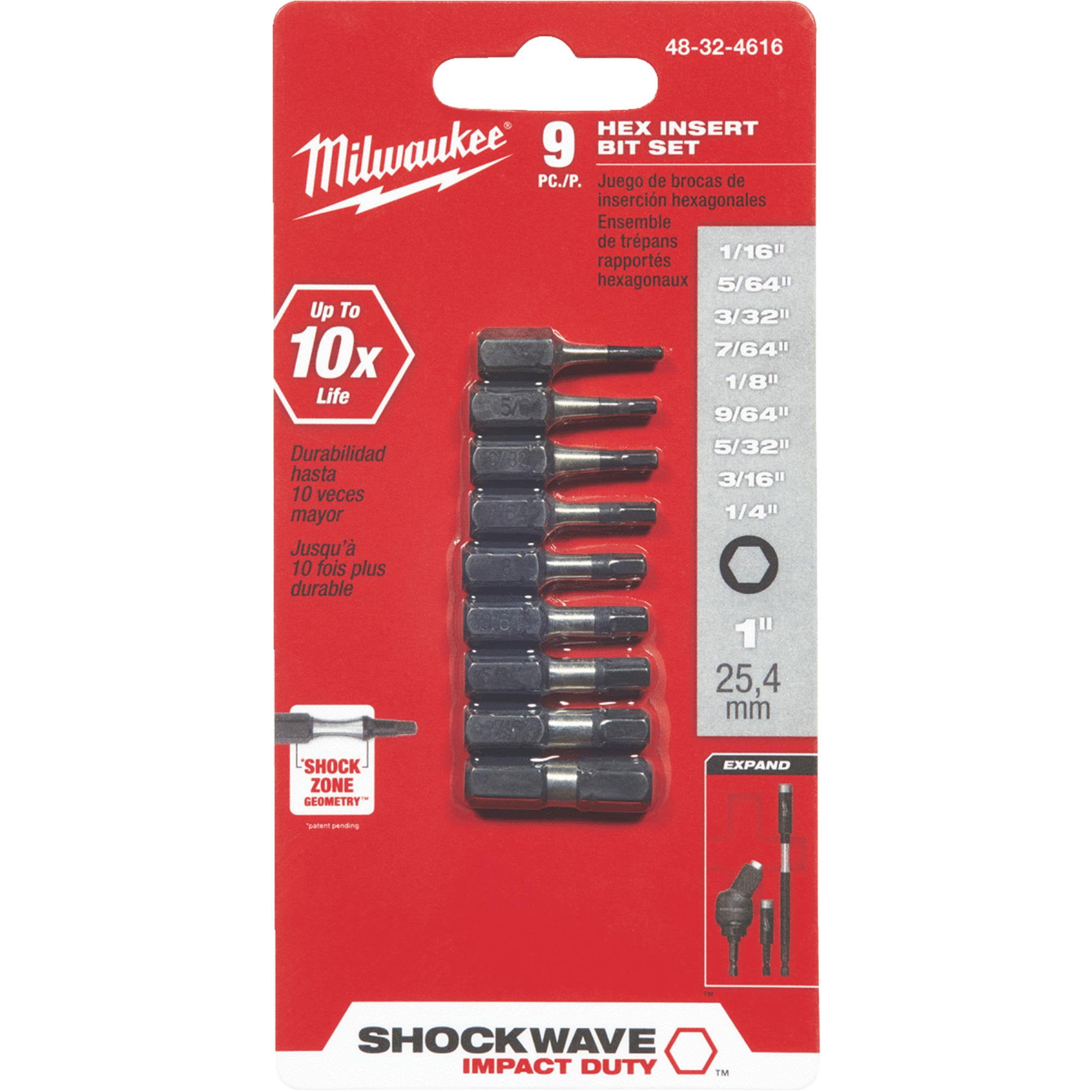 Milwaukee Shockwave 9-Piece Hex Insert Impact Screwdriver Bit Set