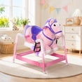 thumbnail image 6 of Qaba Spring Rocking Horse Kids Ride On Pony with Neighing Sounds, Plush Horse Toy with Saddle, Reins and Foot Stirrups, Pink, 6 of 9