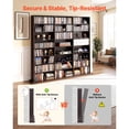 thumbnail image 4 of KFFKFF 8-Tier Media Storage Cabinet, 55.91 x 8.66 x 51.18 in Organizer for CDs, DVDs, Books, and Games, Multimedia Shelf for Living Room, Home Office, or Recording Room, Brown, 4 of 9