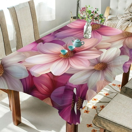 

BZSMCE Square Tablecloth Purple and White Flowers Pattern Tableclothes