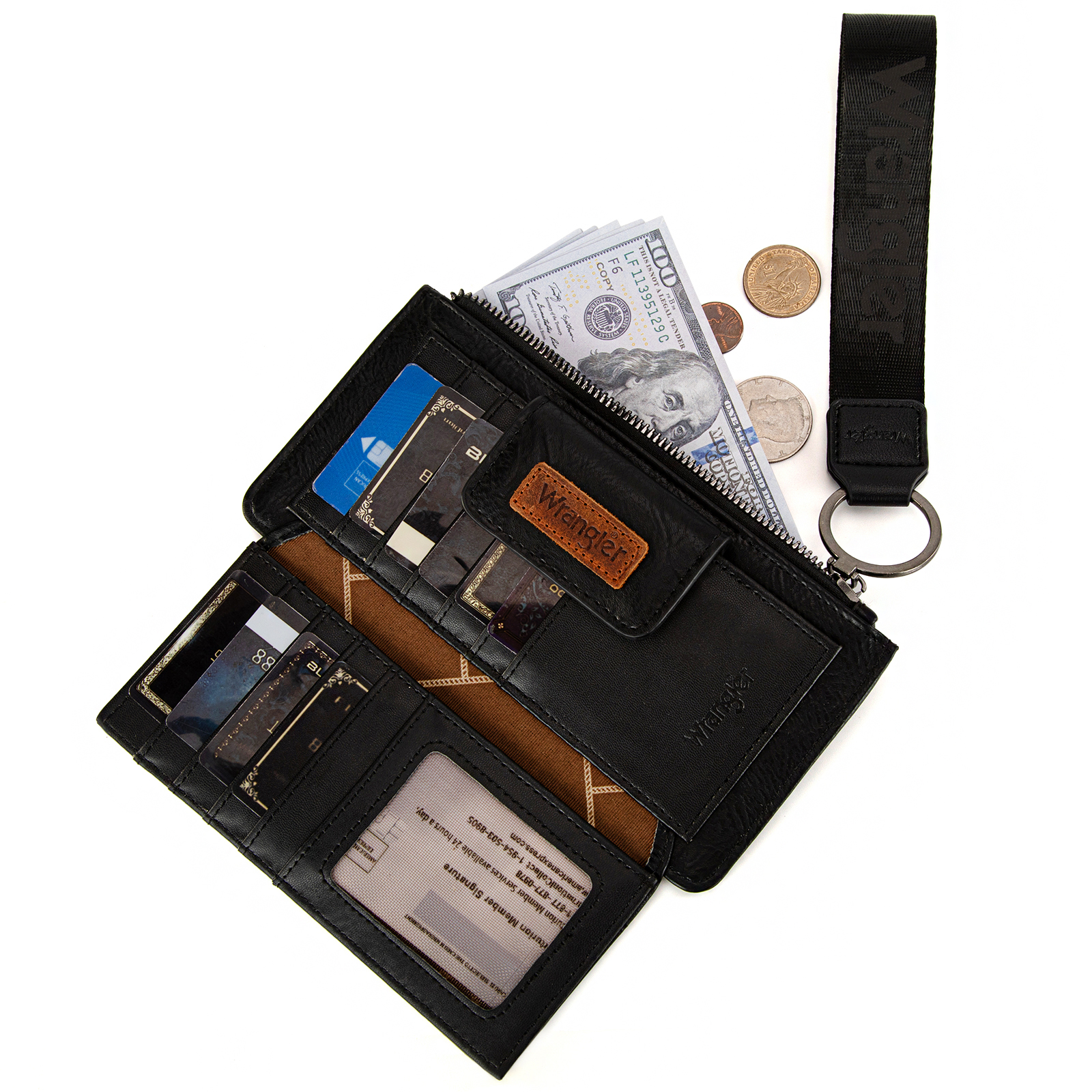 Montana West Wrangler Wristlet Wallet, Black photo 6