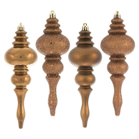 Vickerman 7 Mocha 4-Finish Finial Ornament 8 per Box