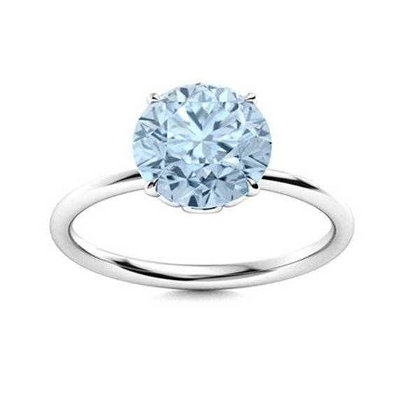 Mooneye 0.75 Ctw Round Aquamarine 925 Sterling Silver Solitaire Women Valentines Day Gift Ring